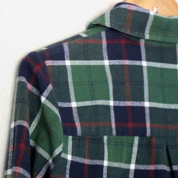 DEREK LAM 10 CROSBY Green Navy Blue Tartan Plaid Button Down Shirt 4 100% Cotton - Picture 11 of 15